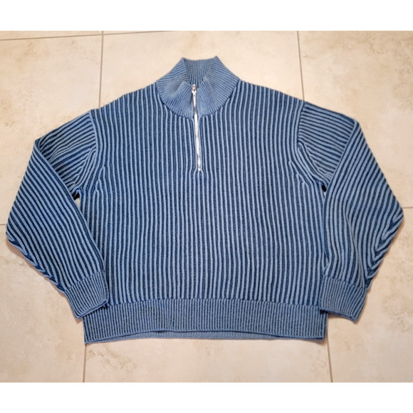 Abercrombie & Fitch Oversized Fit S/M Quarter 1/4 Zip Sweater Blue C65 - Picture 1 of 10